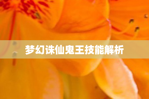 梦幻诛仙鬼王技能解析