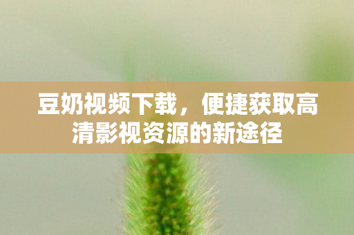 豆奶视频下载，便捷获取高清影视资源的新途径