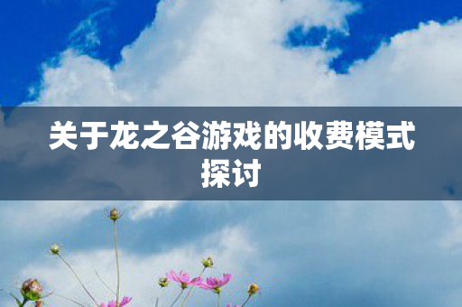 关于龙之谷游戏的收费模式探讨