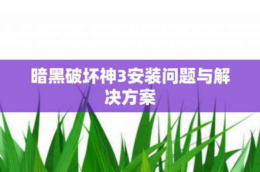 暗黑破坏神3安装问题与解决方案