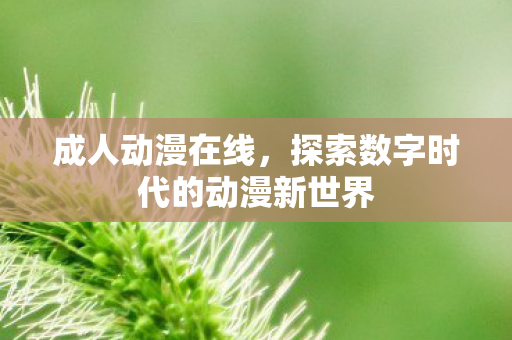 成人动漫在线，探索数字时代的动漫新世界