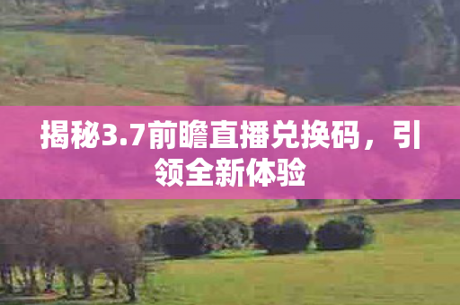 揭秘3.7前瞻直播兑换码，引领全新体验