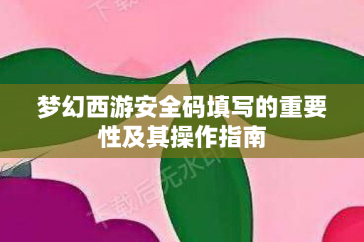 梦幻西游安全码填写的重要性及其操作指南