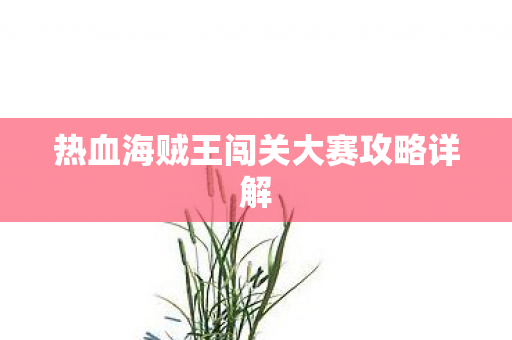 热血海贼王闯关大赛攻略详解