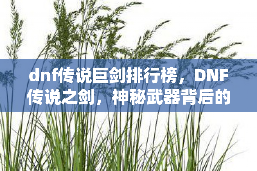 dnf传说巨剑排行榜，DNF传说之剑，神秘武器背后的故事与独特魅力