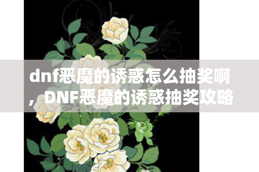 dnf恶魔的诱惑怎么抽奖啊，DNF恶魔的诱惑抽奖攻略，轻松获取心仪奖励