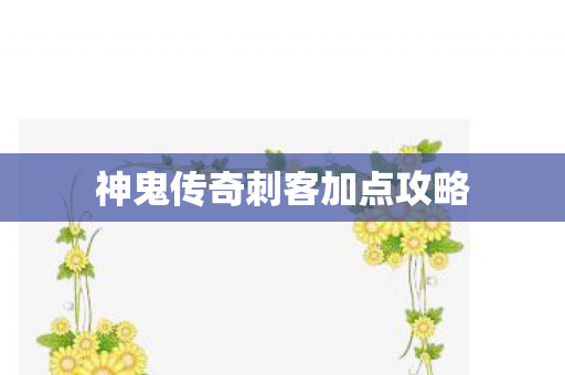 神鬼传奇刺客加点攻略
