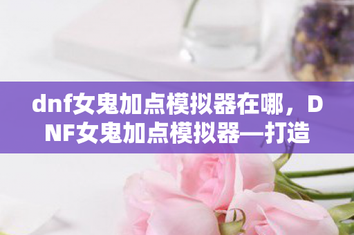 dnf女鬼加点模拟器在哪，DNF女鬼加点模拟器—打造最强职业角色的必备指南