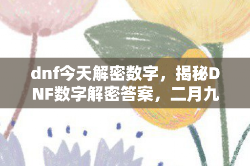 dnf今天解密数字，揭秘DNF数字解密答案，二月九日揭晓真相