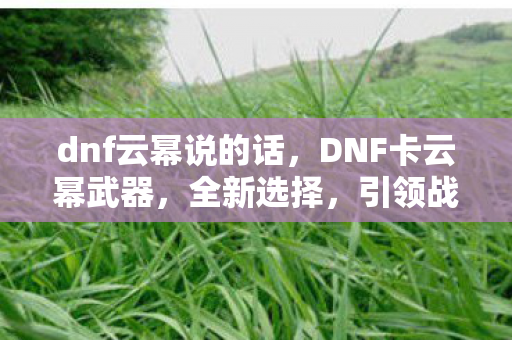 dnf云幂说的话，DNF卡云幂武器，全新选择，引领战斗新纪元