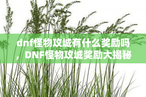 dnf怪物攻城有什么奖励吗，DNF怪物攻城奖励大揭秘
