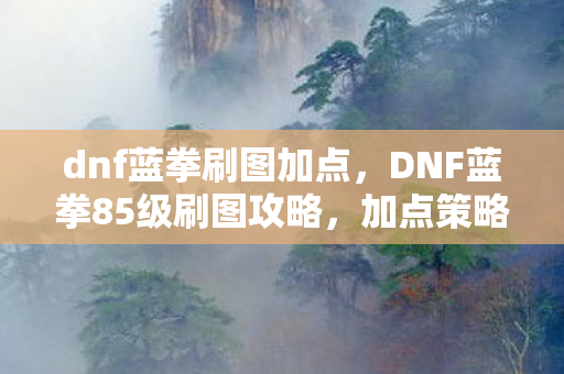 dnf蓝拳刷图加点，DNF蓝拳85级刷图攻略，加点策略与技能运用