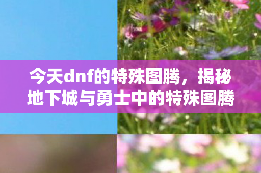今天dnf的特殊图腾，揭秘地下城与勇士中的特殊图腾