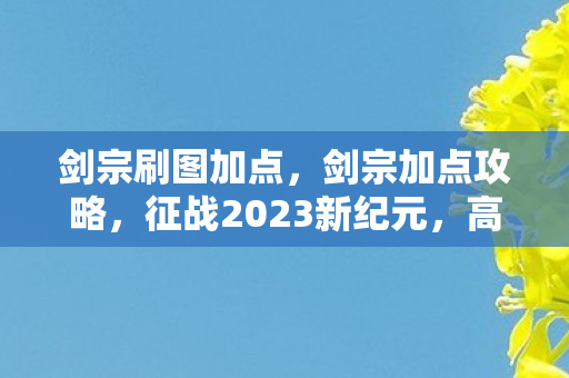 剑宗刷图加点，剑宗加点攻略，征战2023新纪元，高效刷图加点指南