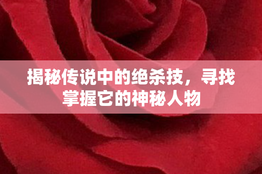 揭秘传说中的绝杀技，寻找掌握它的神秘人物