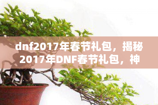 dnf2017年春节礼包，揭秘2017年DNF春节礼包，神秘奖励一网打尽！