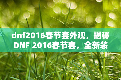 dnf2016春节套外观，揭秘DNF 2016春节套，全新装备，全新体验！