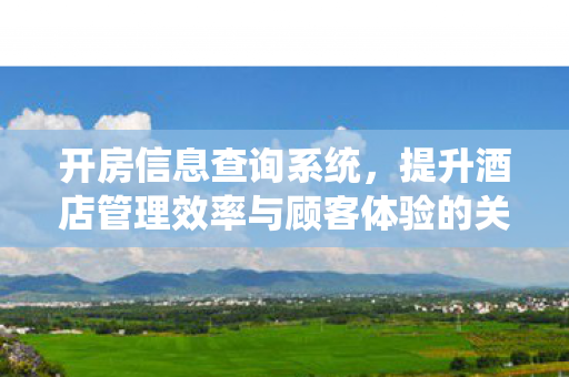 开房信息查询系统，提升酒店管理效率与顾客体验的关键工具