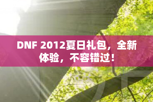 DNF 2012夏日礼包，全新体验，不容错过！