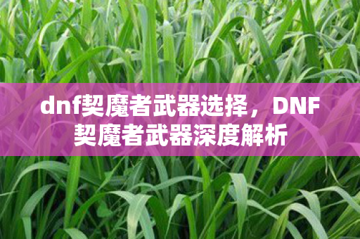 dnf契魔者武器选择，DNF契魔者武器深度解析