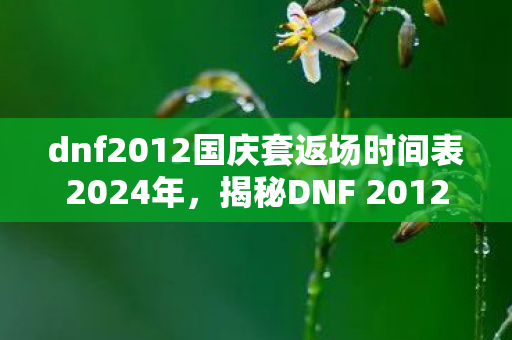 dnf2012国庆套返场时间表2024年，揭秘DNF 2012国庆套的独特魅力与背后故事