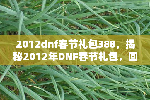 2012dnf春节礼包388，揭秘2012年DNF春节礼包，回顾与前瞻