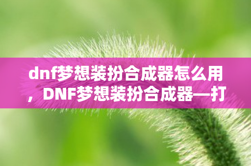 dnf梦想装扮合成器怎么用，DNF梦想装扮合成器—打造独一无二的游戏形象
