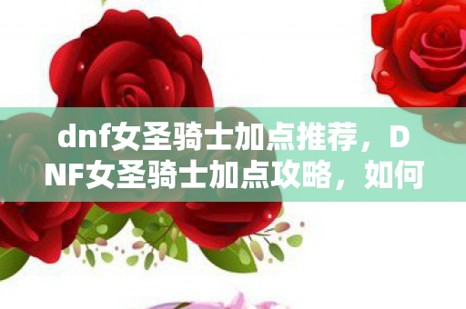 dnf女圣骑士加点推荐，DNF女圣骑士加点攻略，如何合理分配技能点提升角色实力？