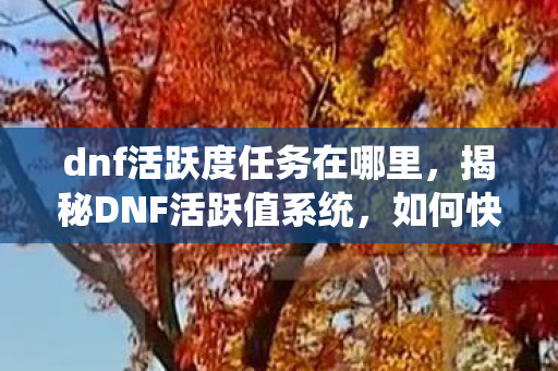 dnf活跃度任务在哪里，揭秘DNF活跃值系统，如何快速提升角色活跃度？